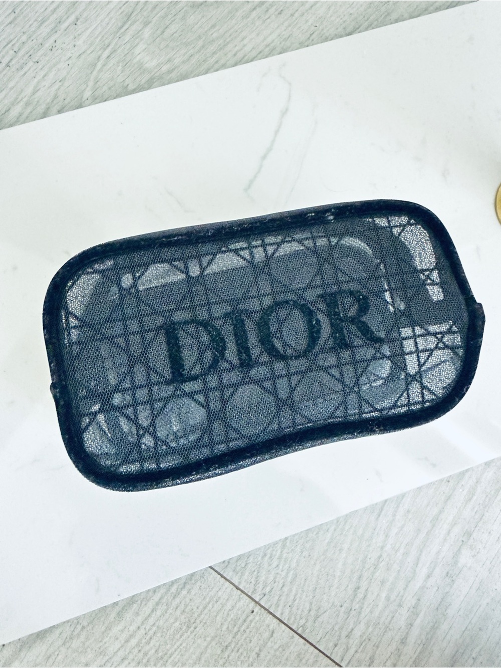 Dior Black Mesh Cosmetic Pouch - Like New